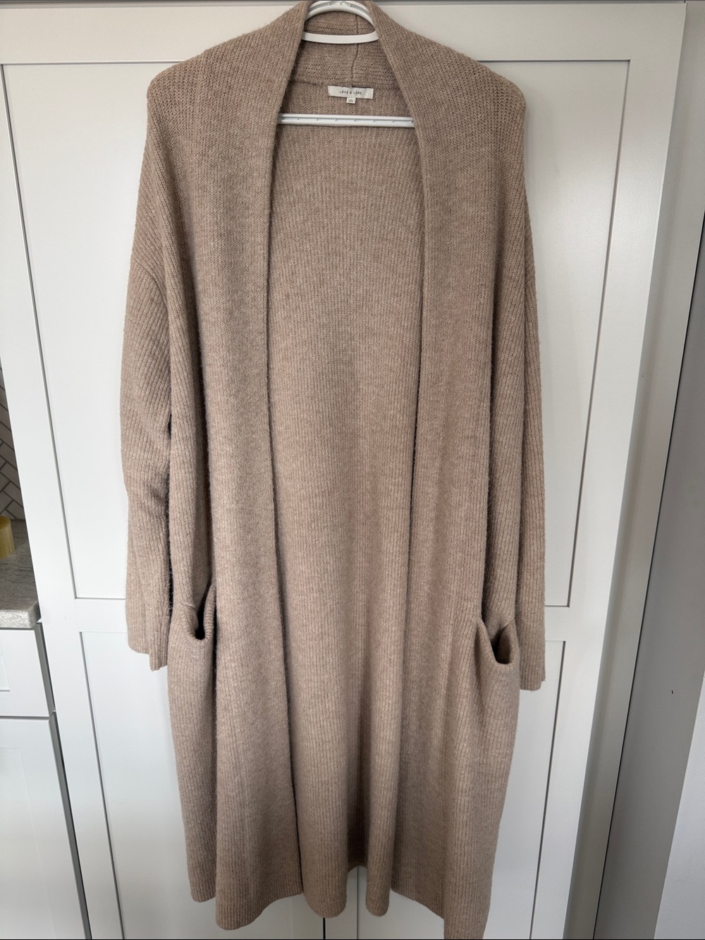 Indigo / love & lore Cozy Open-Front Long Cardigan Sweater - Taupe